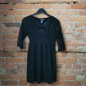 Black Lace V Neck Dress